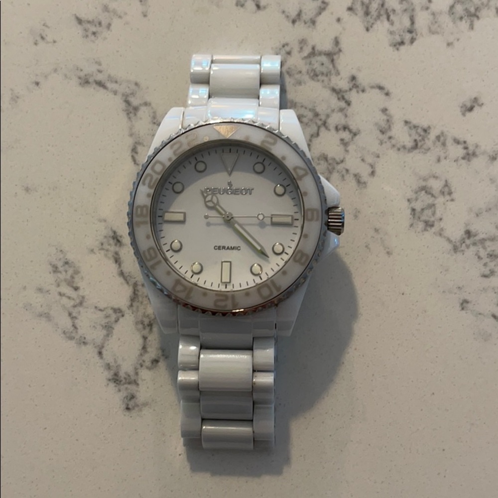 Peugeot white ceramic watch